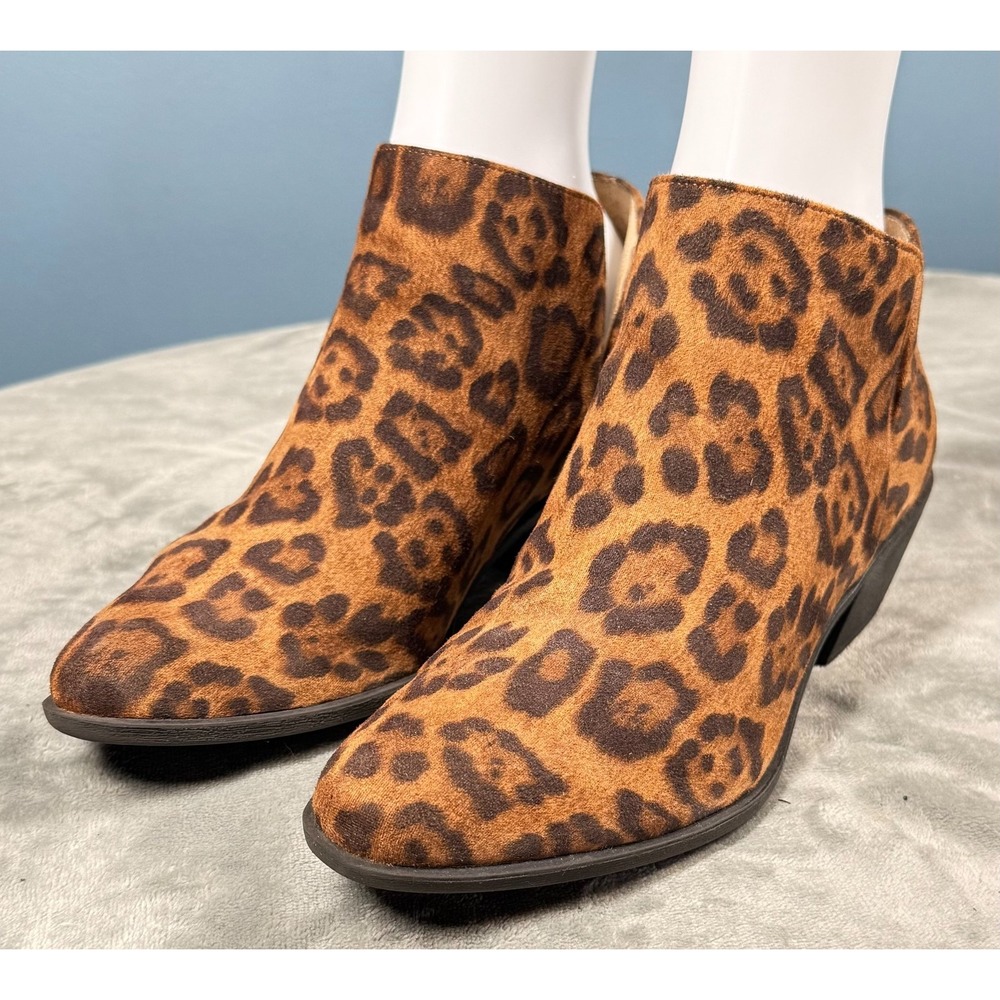 LifeStride Payton 2 Ankle Boots Womens 8 Leopard Print Faux Suede Booties